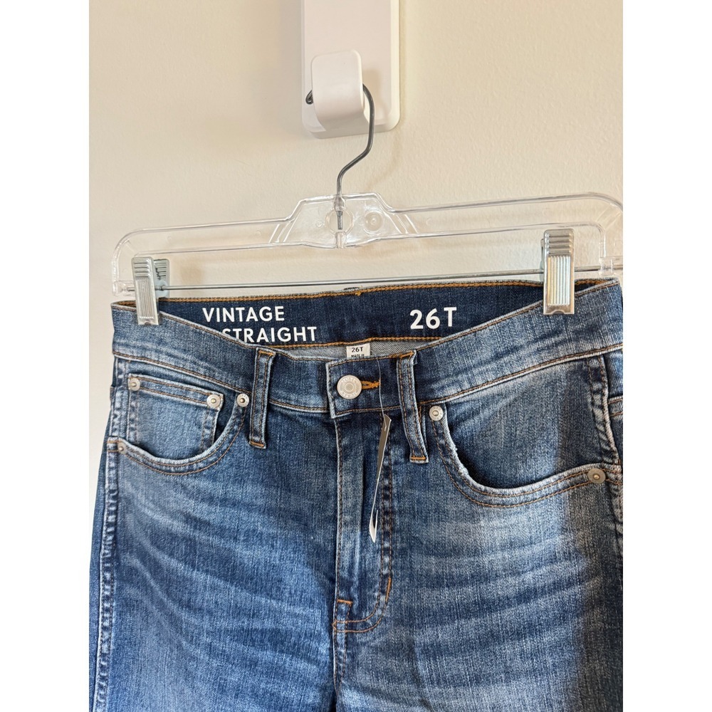 J.Crew Vintage Straight Jean NWT Medium Wash Distressed Denim 26 Tall BA606 - Picture 3 of 6
